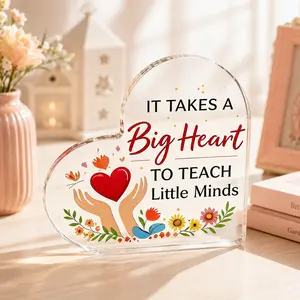 Teacher Appreciation Gifts End of Year, Acrylic Heart Shape Plaque for Women Men, Thank You Keepsake for Teacher Retirement, Classroom Appreciation Gift from Student Parent