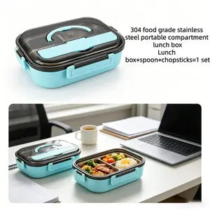 Food Grade Lunch Box Bento Box, 304 Stainless Steel Plate, Heatable Portable Fast Food Insulated Compartment Lunch Box, Thermal Lunch Boxes