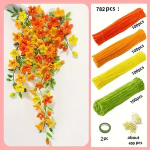 Mother's Day DIY Eternal Floral Kit, Create Realistic Flower Bouquet in 30 Minutes, 782 Pieces Multi-Color Premium Twist Sticks, Home Decor & Gifts