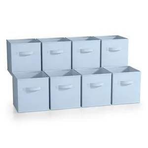 Sorbus Fabric Storage Cubes - 8 Pastel Colored Foldable Storage Bins - 11 Inch Collapsible Cube Baskets for Shelves with Handle Boxes Household