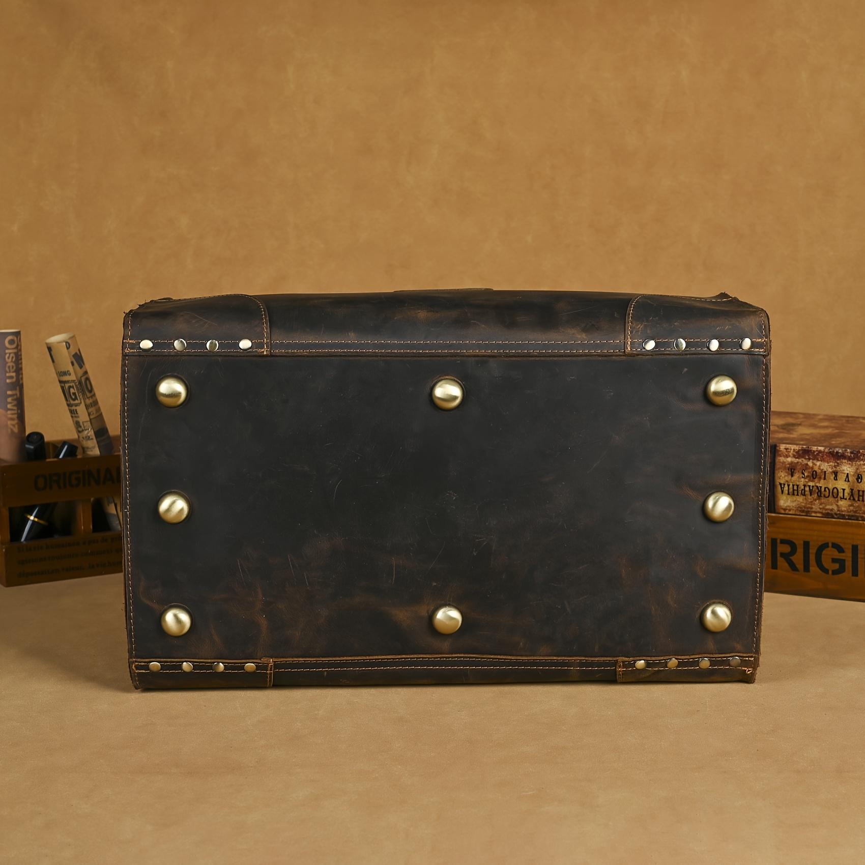 "Men's Vintage Faux Leather Duffel Bag Large Capacity Weekender Travel Luggage"