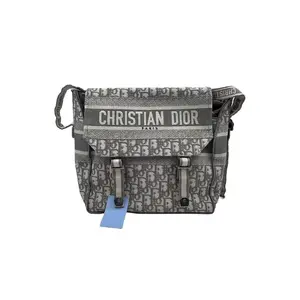 Pre-owned Dior h9 Camp classic embroidered messenger bag in denim monogram pattern. 48914