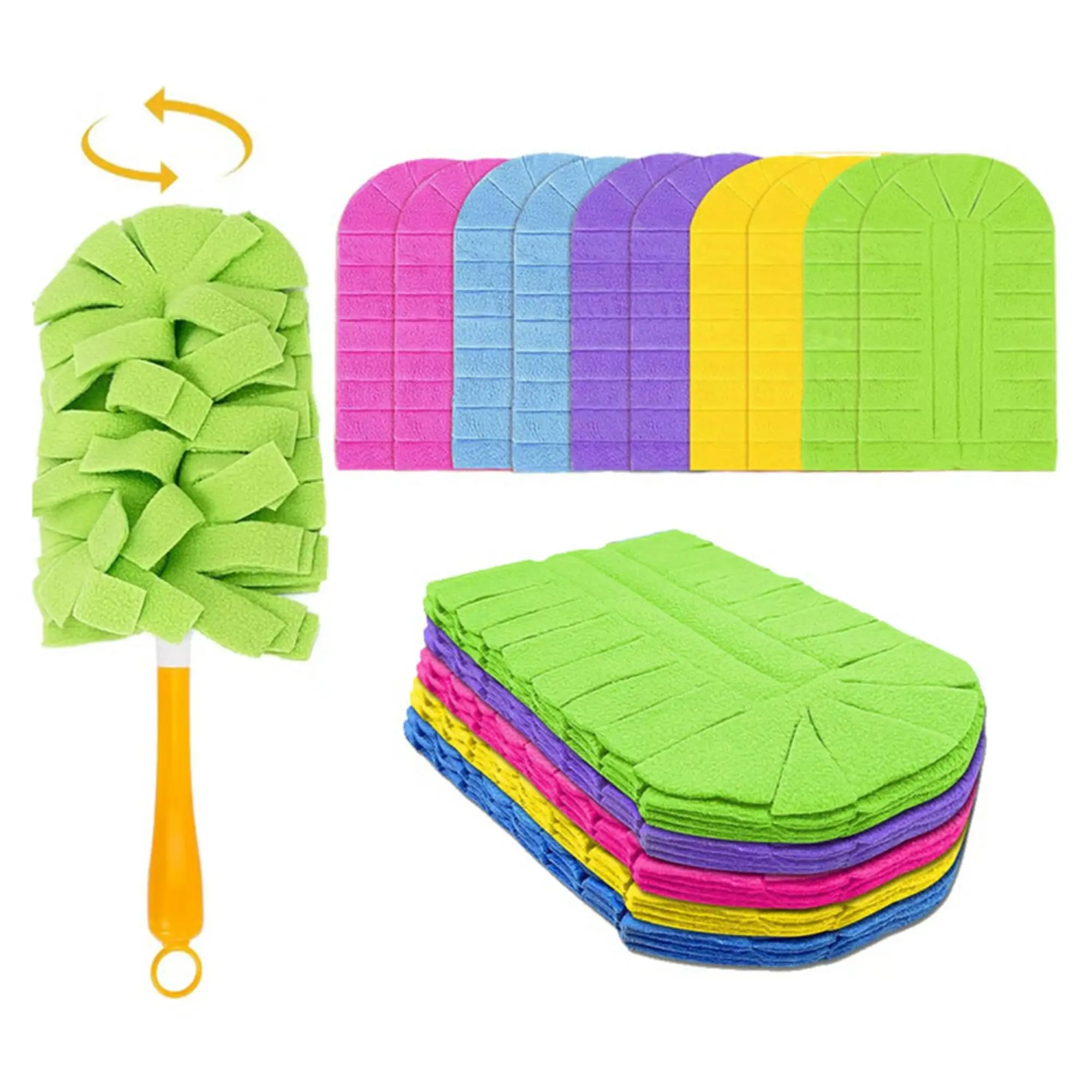 Reusable Fleece Duster Refills, Feather Flat Dusters, Multi-Surface Washable Cleaning Pads — Tools for Home, Blinds, Car, Pets, Furniture, and Fans