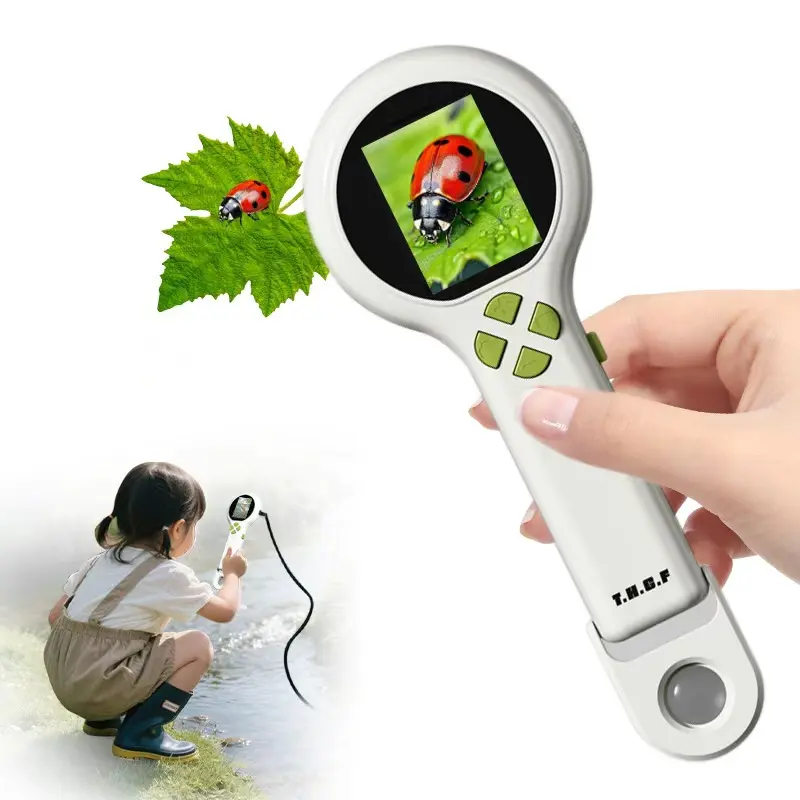ShenMaster Kids Handheld Microscope with Endoscope Camera, HD Macro Lens Magnifier for Insect, Leaf & Coin, Waterproof Underwater & Tree Hollow Nature Exploration Toy, Perfect STEM Gift for Boys Girls