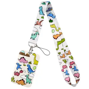 Colorful Cartoon Dinosaur Pattern Lanyard Keychain Students ID Credit Card Cover Pass Mobile Phone Charm Gym Neck Straps Badge Holder Key Holder Accessories Stylish Keychain Keychain Kawaii Cute Keychain Accessory