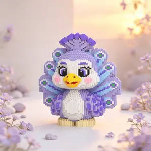 Peacock 3D Interlocking Puzzle Building Block Ornament, Home Office Decor, Party Decoration, Ideal Gift, Handmade Craft, Lightweight Statue