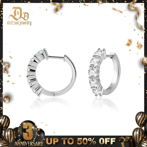 Delzzad S925 Twinkling Clip on Hoop Earrings VVS Synthetic Moissanite Stud Earrings Jewelry Perfect Birthday Mother’s Day Christmas Gift for Men Women Silver Earrings Golden Earrings Wedding Set