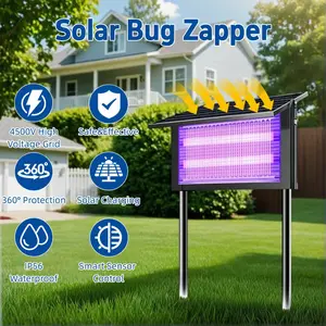 Taztir Solar Powered Mosquito Zapper with 10FT Extension Cord  Waterproof Outdoor Bug Zapper & Fly Trap. Perfect for Garden, Patio & Camping