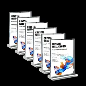 6 Piece Set Acrylic Menu Card Holders, Transparent Wedding Table Number Stands, Dual-Sided Frames for Restaurants & Hotels