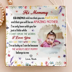 Custom The Best Mommy Belongs To Me First Mom New Mom Gift - Personalized Photo Jewelry Dish for Her Unique Mother's Day Gift for Wife from Husband