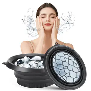 Face Bowl for Ice With Built-in Ice Tray Collapsible Silicone Facial Face Ice Bath Bowl Small Reusable Cold Plunge Basin for Home Cold Bath Spa Tool