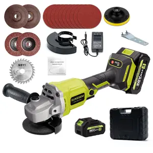 20V Cordless Angle Grinder Kit, Rechargeable Polishing/Cutting Machine with 4.0Ah Lithium Battery, Fast Charger & Full Accessories, for Wood Metal Plastic Stone Grinding