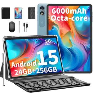 【TikTokShopMemorialday】2026 Relndoo Android 15 Tablet 10.1 inch with 16(8+8)GB+128GB, Face Unlock, Set with Keyboard, Mouse, Case, Stylus, Supporting Multitasking, Back-to-school Gifts&Father's Day Gift Bundle