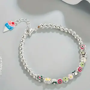 Chic 925 Sterling Silver Rainbow Sequin Bracelet