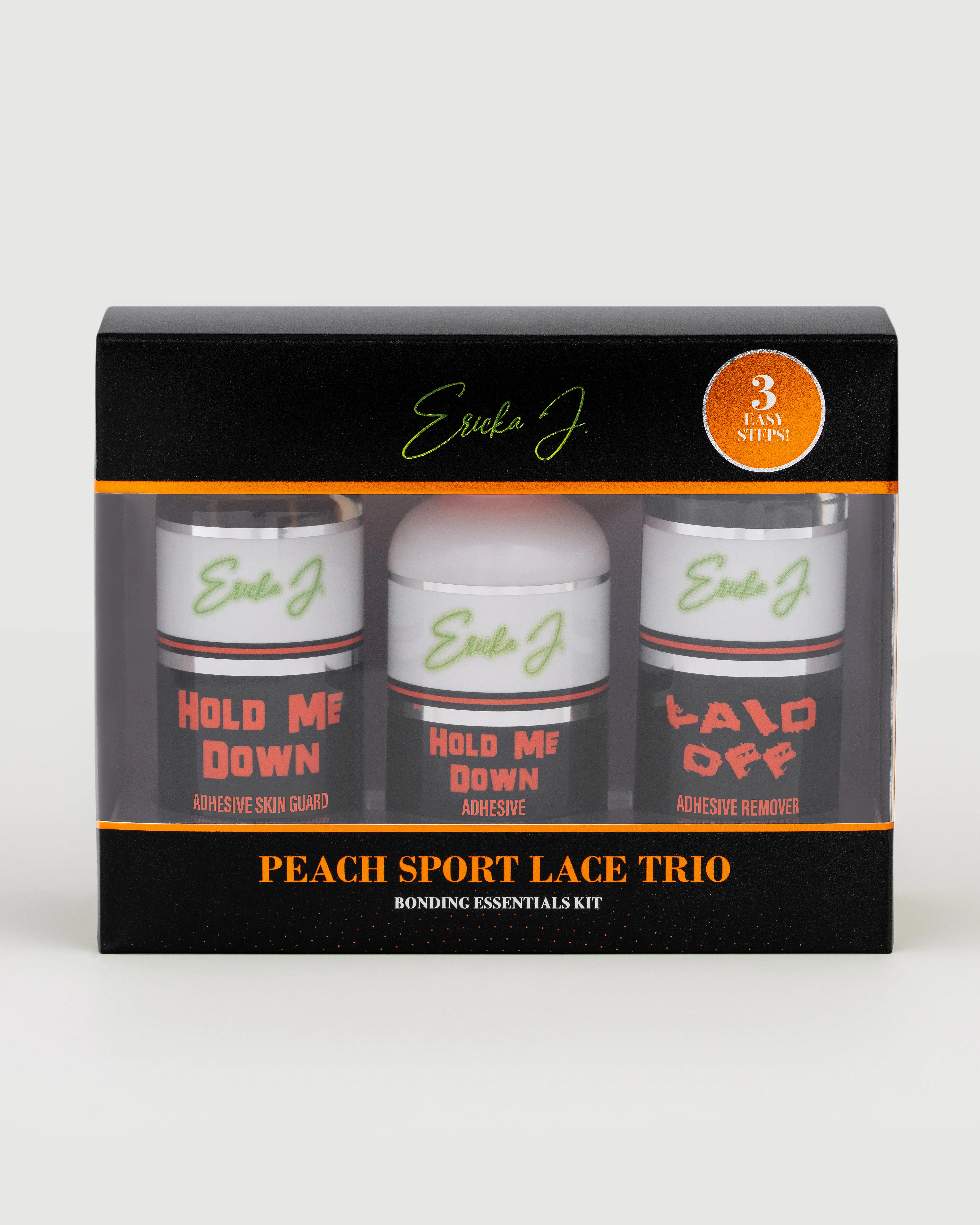 Peach SPORT Lace Trio Kit, Skin Guard + Strong Hold Wig Adhesive + Gentle Adhesive Remover Set , Waterproof Sweat Resistant Lace System with Free Spatula, 3 Piece Kit, 2.1 fl oz / 60 g Each