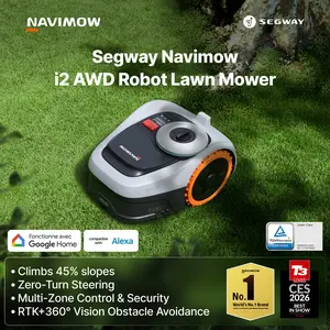 Segway Navimow i2 AWD Robotic Lawn Mower, Wire-Free Robotic Mower, All-Wheel Drive for 45% Slopes, 2–3.6 in Adjustable Cutting Height, NRTK + Vision, Auto Mapping,