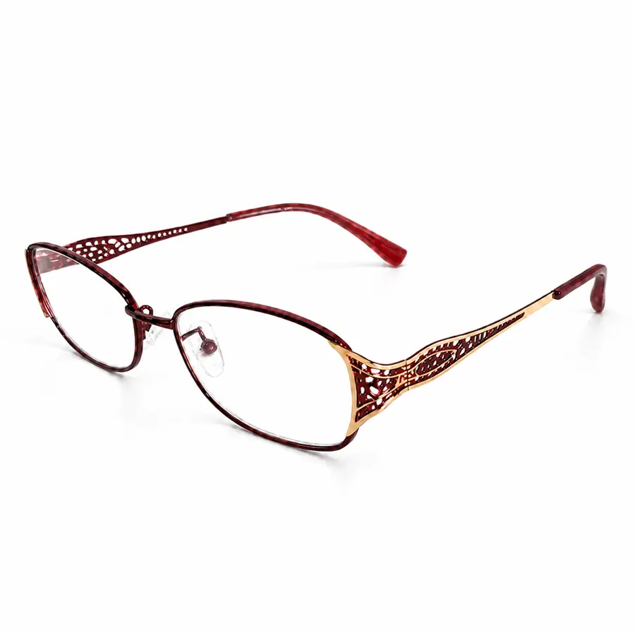 Women’s Reading Glasses, Elegant Burgundy Full-Rim Readers with Lightweight PC Lenses, Spring Hinges & Clear Nose Pads for Books, Phones and Menus