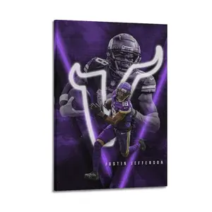 Justin Jefferson Modern Art Deco Painting Art Poster Wall Decoration Wall Poster Art Wall Rich Art Painting Corridor Art Painting Decoration leopard print wall decor