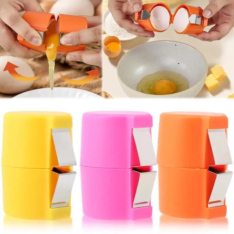 Stainless Steel Egg Opener Set – 3PCS for Effortless Egg Cracking, Cutting & Separating, Egg Cracking Tool, Boiled Egg Cracking Tool