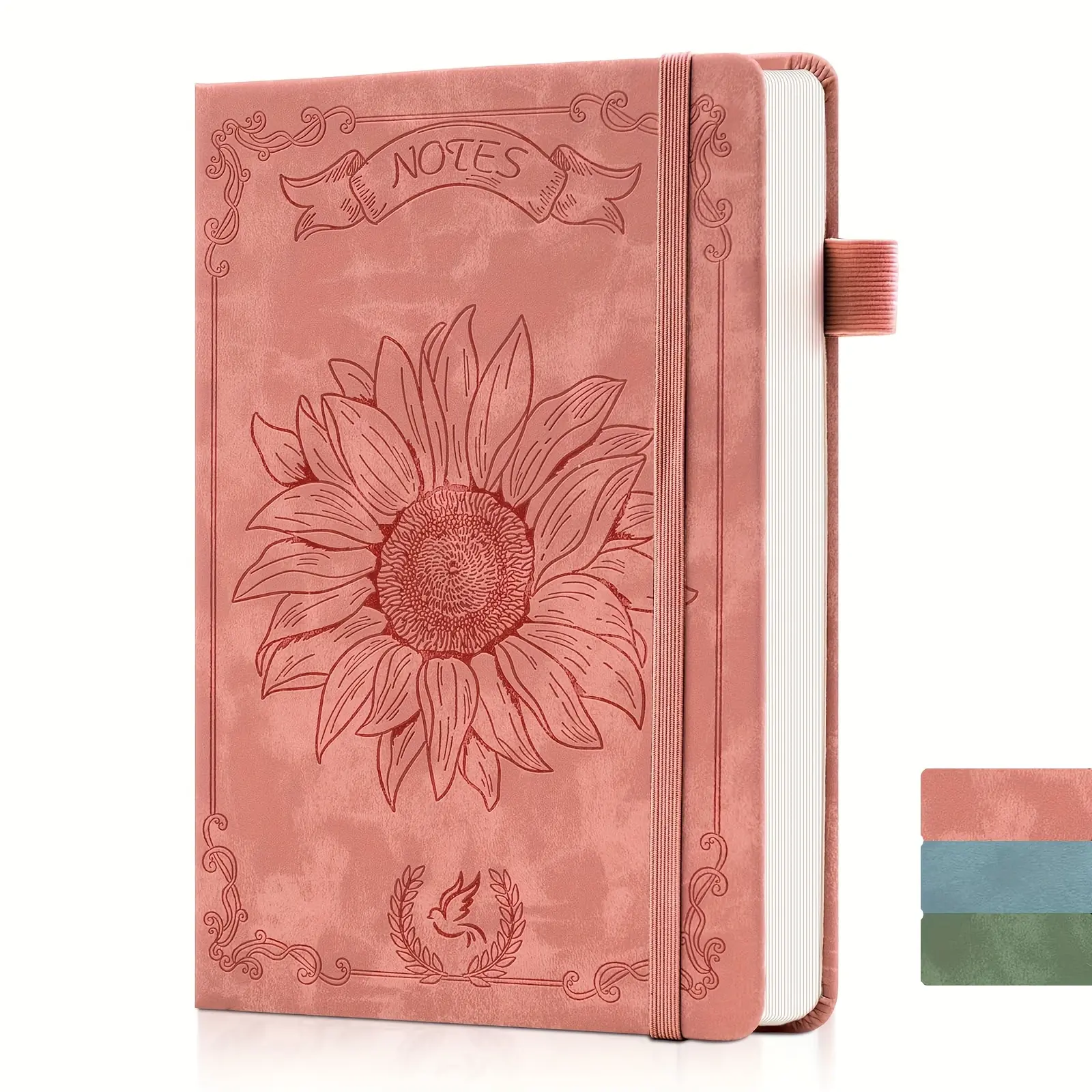 Girls' Sunflower Diary, Ladies' Writing Diary, 100GSM, Academic Font, A5 Leather Journal Notebook, Fit Flower Diary with Heart Shadow, Size 5.71 X 8.31