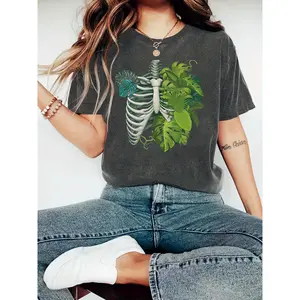 Women's T-shirt Skeleton Plant Body T-shirt, Plant Lover T-shirt, Plant Lover Gift, Dracaena T-shirt, Plant Pattern T-shirt, Plant Women's Gift