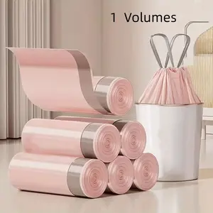 Ultra-Thick Durable Drawstring Trash Bags, Large Portable Kitchen Garbage Bags, Home Use, 1 Roll/50 Pieces, Heavy-Duty Waste Bin Liners, Sturdy Trash Bags