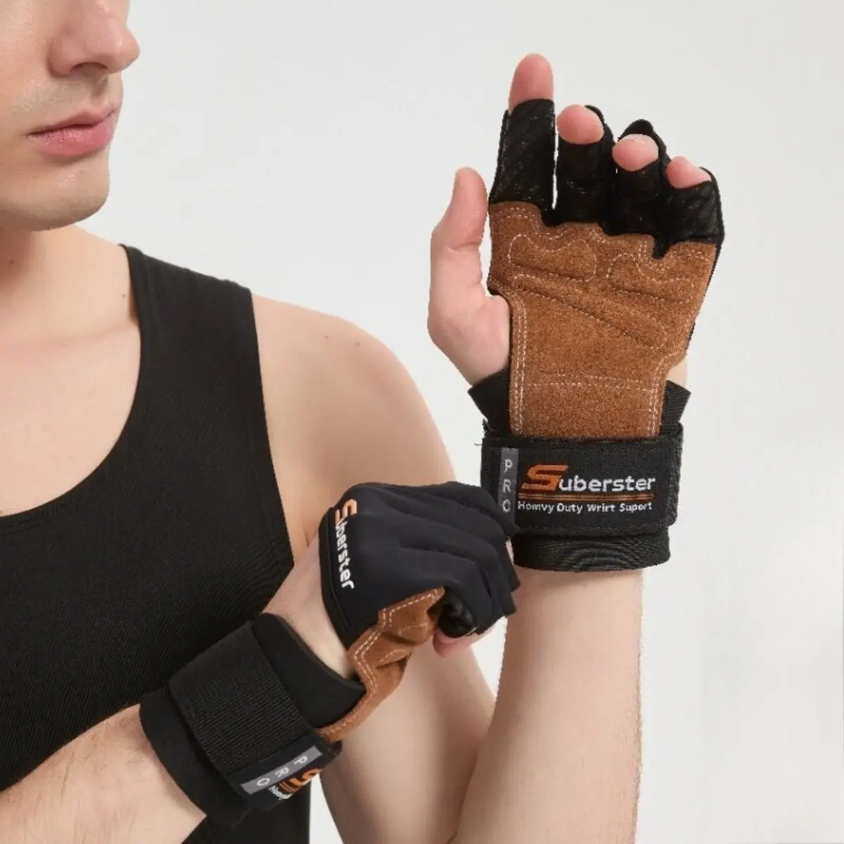 Leather Workout Gloves Half Finger Anti Slip Breathable Gym Training Climbing Running Weightlifting Men Women