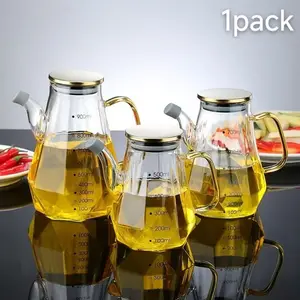 Clear Diamond Shaped High Borosilicate Glass Oil Dispenser, Olive Oil Dispenser, Food Grade Lead-Free BPA Free Leak-Proof Drip-Free Easy Pour, Heat Resistant Dishwasher Safe Multi-Use Kitchen Essential for Cooking Baking Frying Salad Dressing Home Use