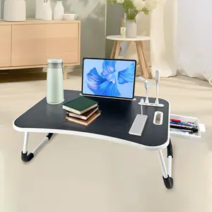 Ultra Large Portable Laptop Bed Table with Tray Holder Cup Holder & Drawer Foldable Durable Office Desk for Eating Reading Writing Home Office Furniture