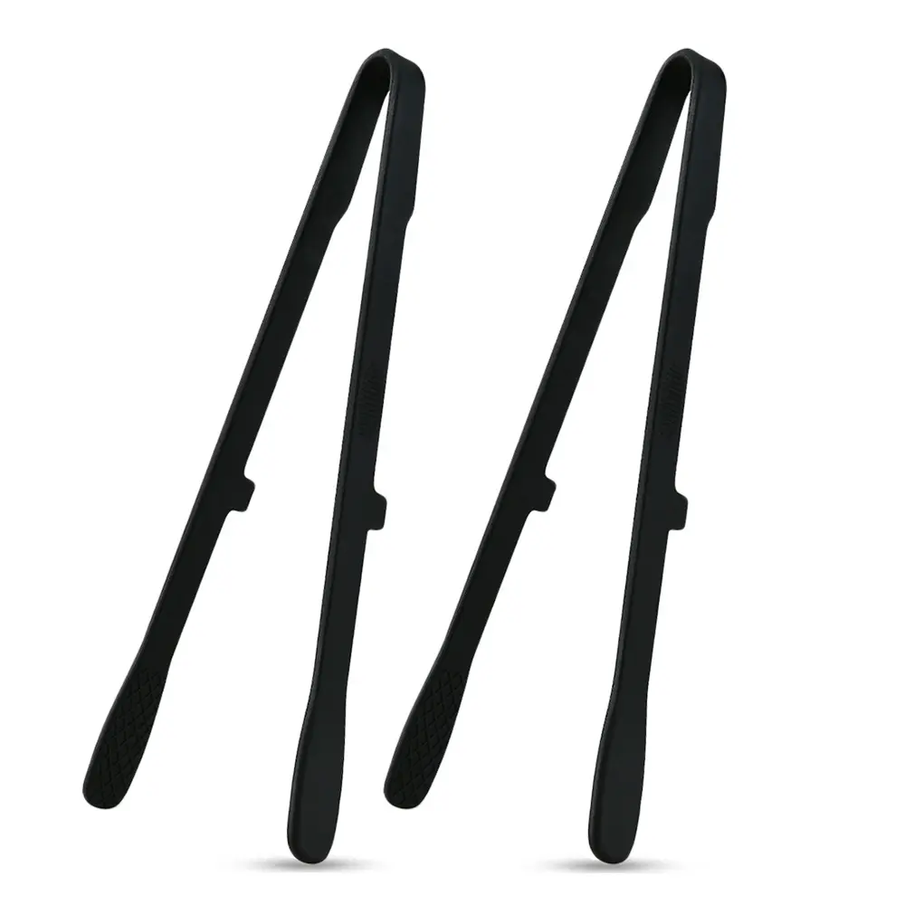 2 Pairs of 10.5-inch Silicone Cooking Tongs, Silicone Tweezers, Toast Tongs, Long Heat-Resistant Kitchen BBQ Utensils for Food Grilling, Steak Flipping, and Salad Serving