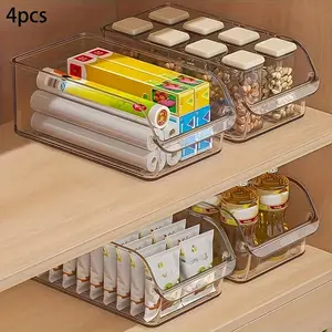 4-Piece Transparent Tiered Storage Organizer | Large U-Shaped Opening, Thickened Plastic — Ideal for Bowls, Plates, Spice Bottles, and Jars | Multi-Purpose Home Cabinet Storage & Shelf Basket | Limited-Time Offer