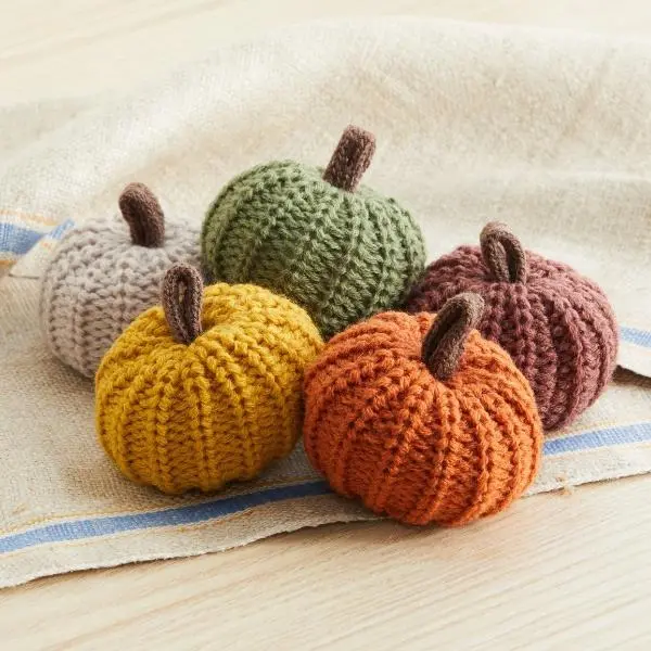 Your Heart's Content Mini Knit Pumpkin Set of 5 Autumn Home Decor and Gift, Vase, Ornaments, Bowl Filler, Accent, Tablescape, Farmhouse Tiered Tray, Best Seller for Fall,