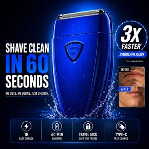 【FathersDayGift】Magnetic Dual Blades Curved Blade Mesh Waterproof Skin-Friendly Washable Rechargeable High-Speed Motor with Long-Lasting Battery Compact Portable Facial Matte Smooth