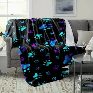 VIKAMA's Comfortable and Colorful Dog Paw Blanket - Soft, Warm and Durable, an Ideal Gift for Sofa, Nap and Camping Pet Lovers