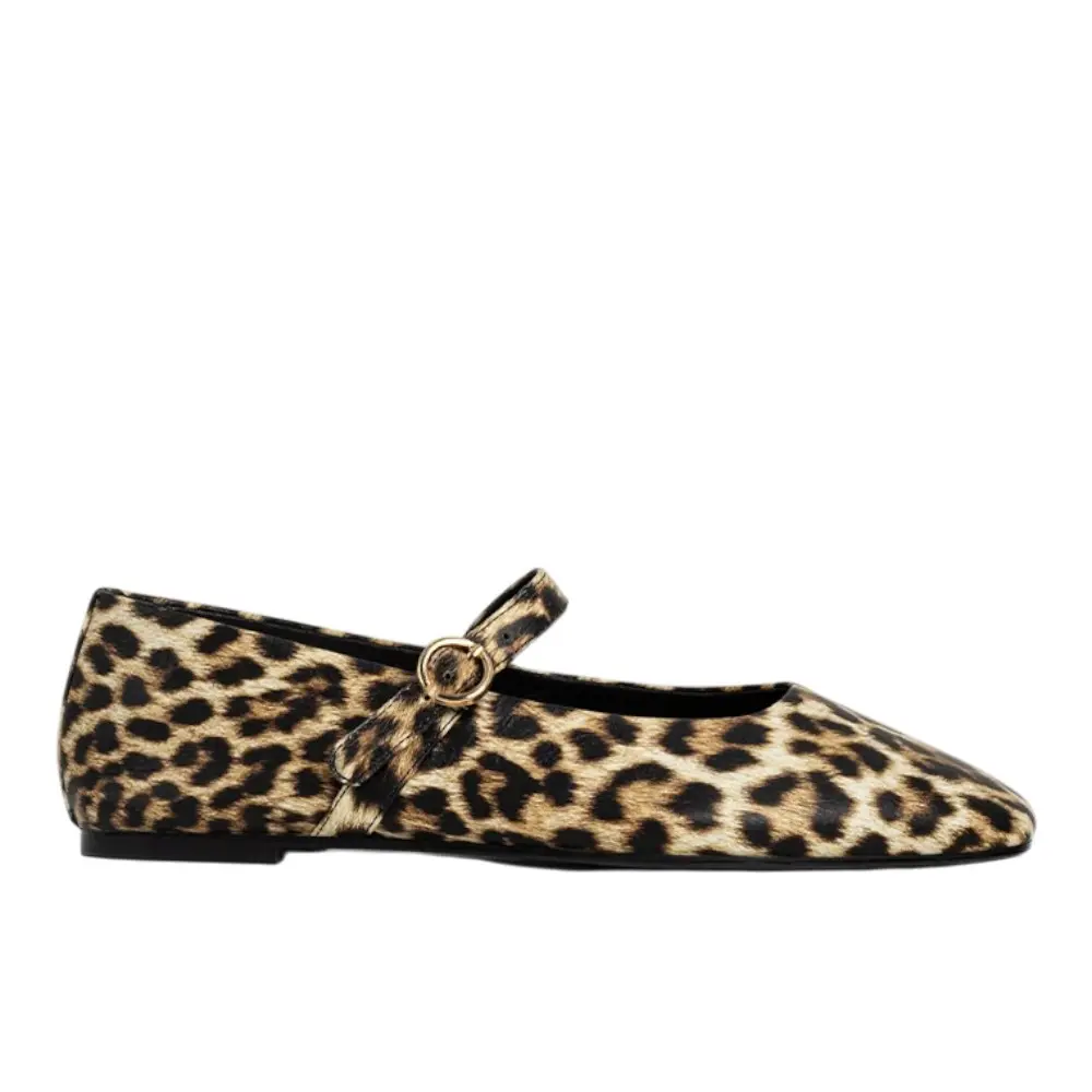 Shu Shop Womens Annabelle Leopard Mary Jane Flats Casual - Beige