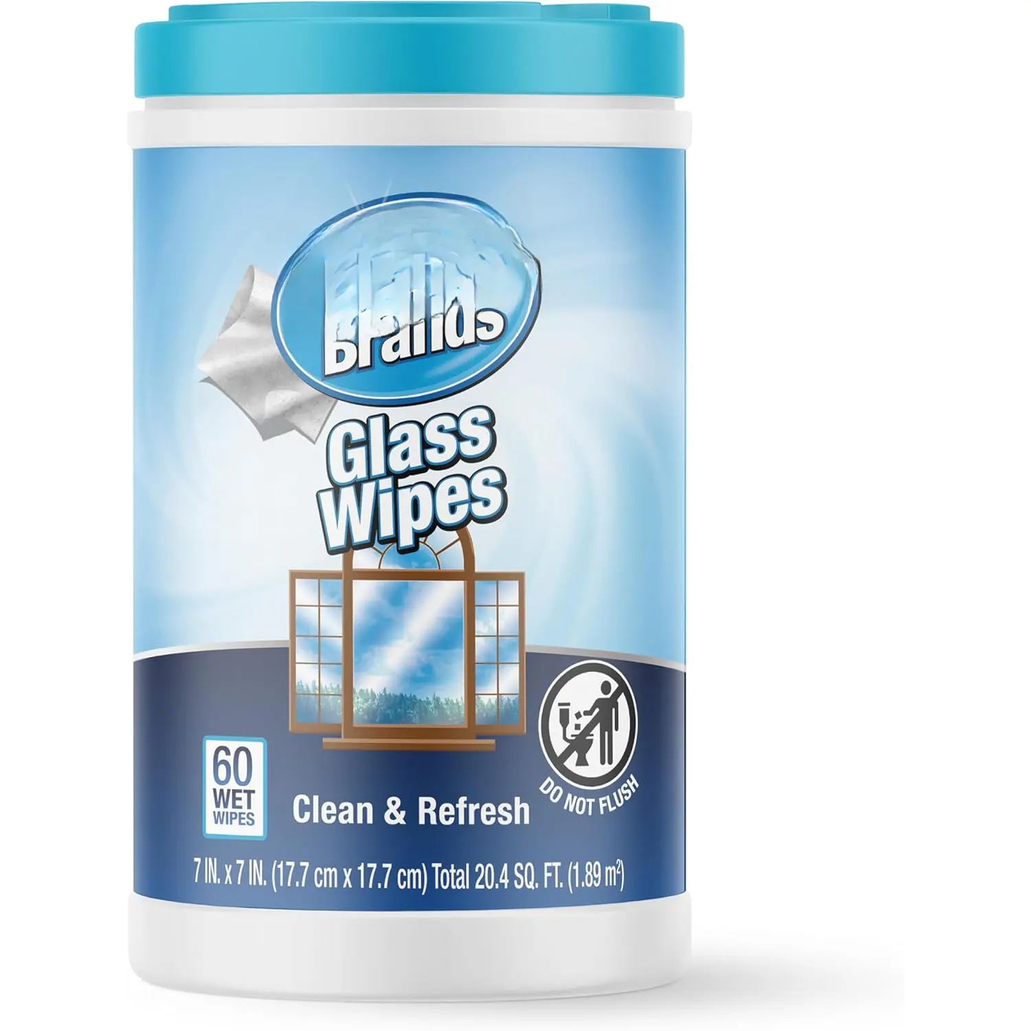 for Glass, Disposable and Streak Free Cleaning Wipes for Mirrors, Windows, Kitchen, Home, and Auto- 60 Count