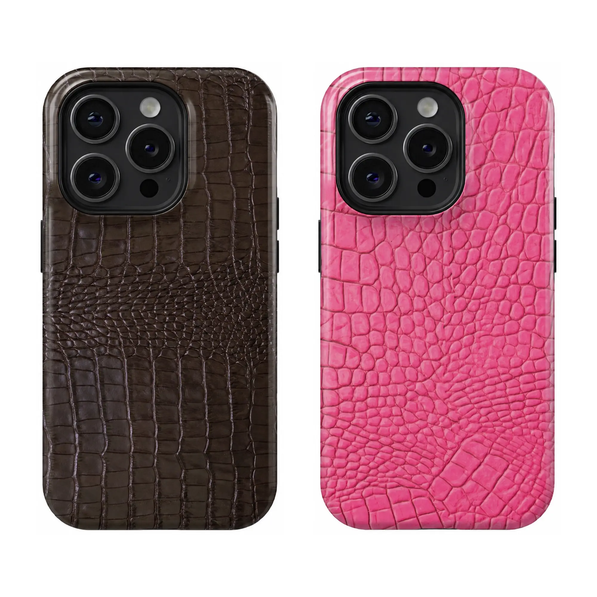 Faux Crocodile Skin Printed Pattern 2-in-1 Shockproof Phone Case for iPhone, Trendy Luxurious Glossy Protective Cellphone Accessory