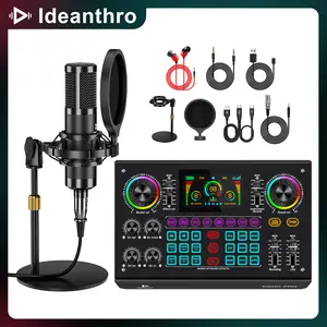 Ideanthro 2026 New Sound card C100PRO-P15 Upgraded Version C200PRO-P15(DISC)  Model 48V Digital SoundCard Dual DSP Chips High Sampling Rate Custom EffectsSing Along Instrument Reverb Digital Display Mute RGBLight