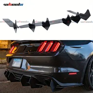 Ford Mustang 2015-2021 Rear Bumper Diffuser, V2 Style Gloss Black Lower Back Lip Diffuser Mustang Exterior Accessories