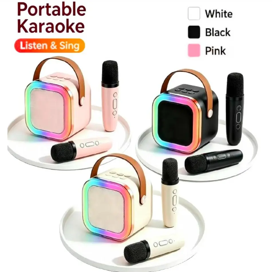 Fall Portable Wireless Karaoke Speaker with Dual Mic, HIFI Stereo Subwoofers, LED, Echo Effect Boost, Adjustable Noise Reduction, USB-C-Powered Handle, Smartphone-Bluetooth Connectivity, Durable KTV System for Outdoor Travel, Christmas gifts