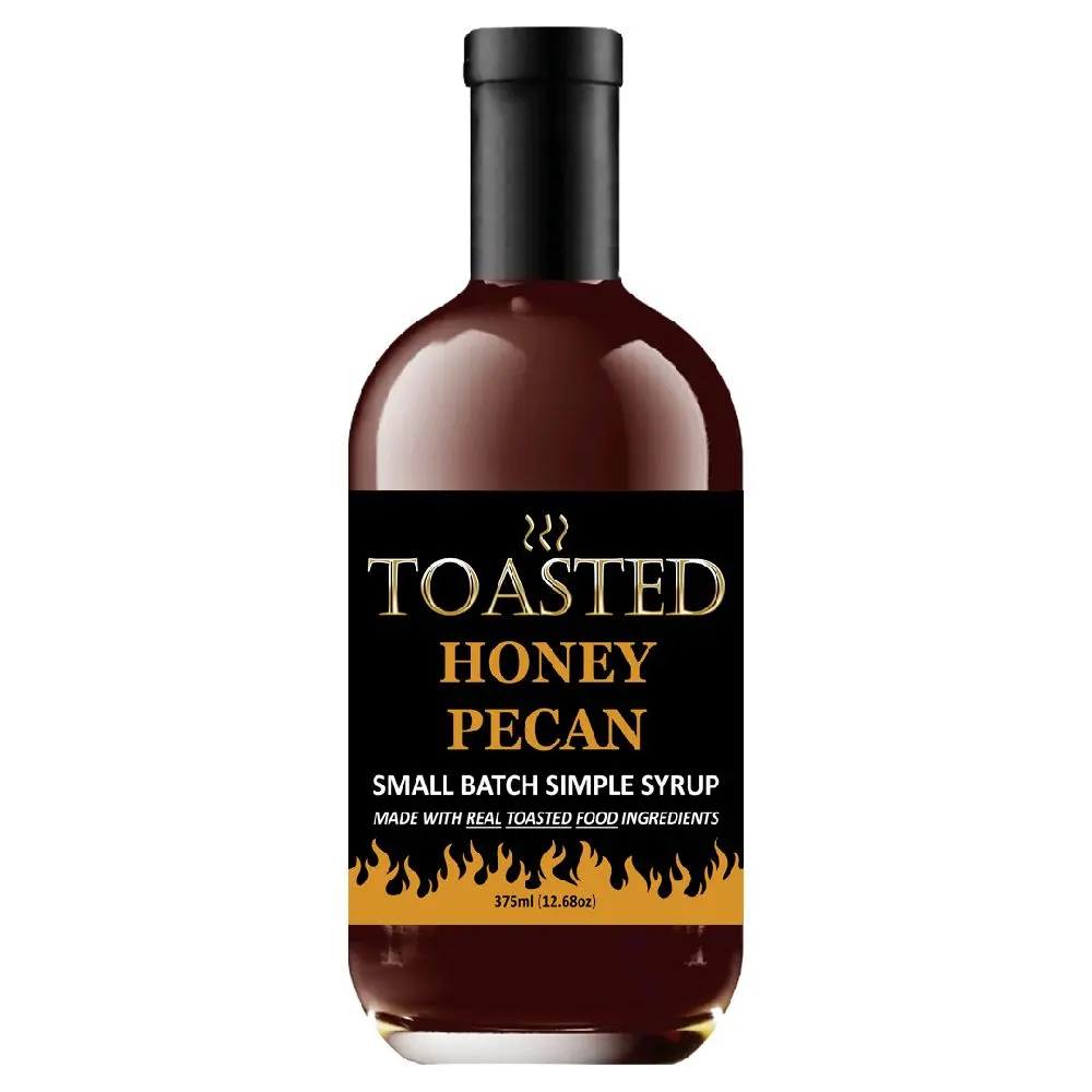 TOASTED Honey Pecan 375ml Small Batch Simple Syrup made w/ REAL TOASTED FOOD ingredients - created for Old Fashioneds, amazing in Craft Cocktails!