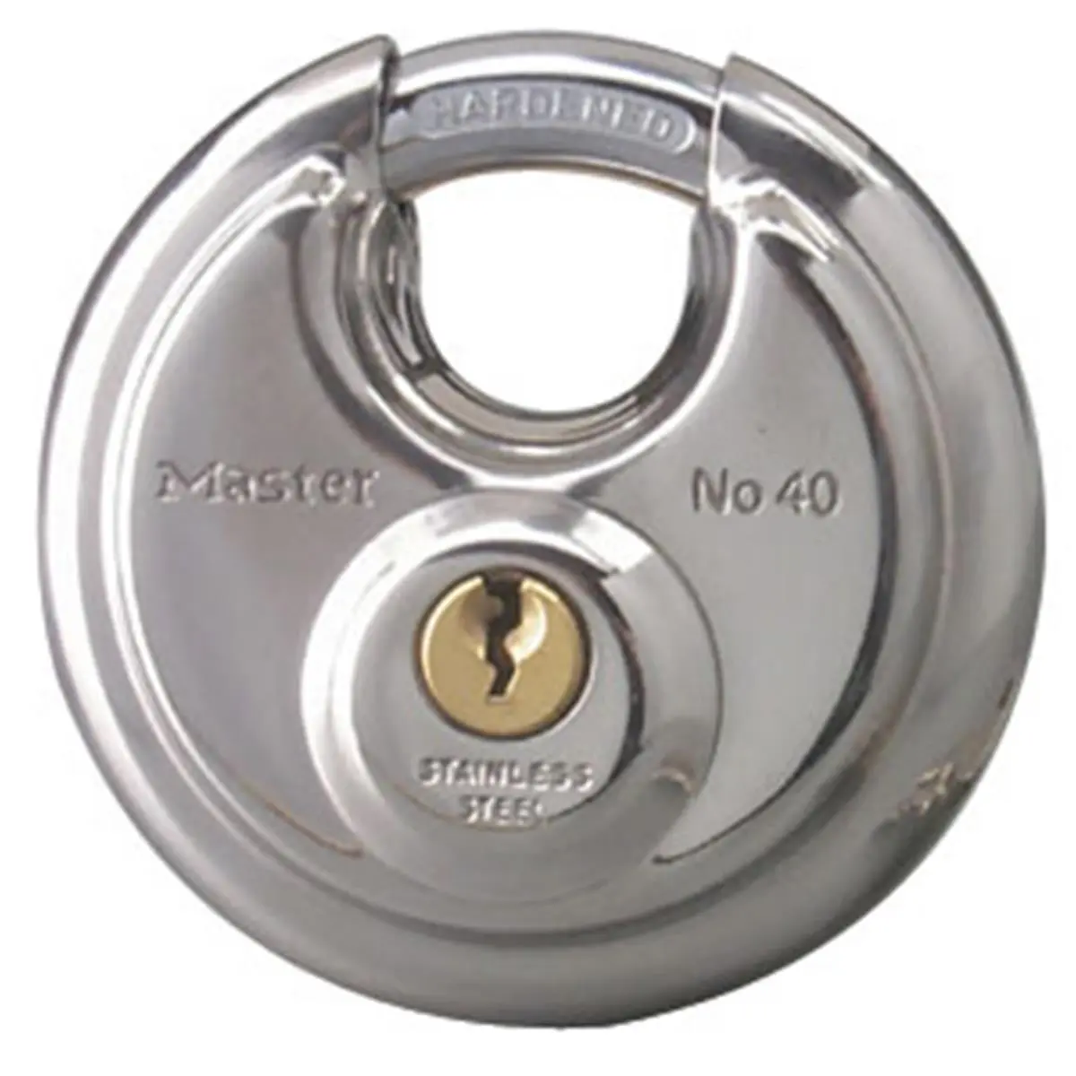 212 MAIN Master Lock 40DPF 2-3/4" Round Shape Padlock with Shielded Shackle - Stainless Steel, Automotive & Motorcycle Security Lock