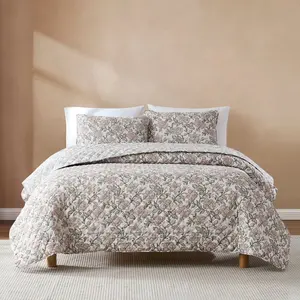 Lush Decor Zara Floral Block Reversible Quilt Set - 3 Piece Bedding with Microfiber & Polyfill - OEKO-TEX Certified - Machine Washable