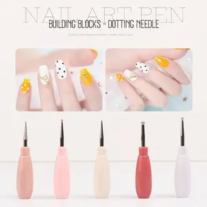 Cross-border new building block splicing point flower needle phototherapy nail point drill pen point flower pen hook pen pull line pen point drill needle supplies nail art tools