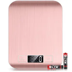 Food Scale Pink, 10kg/22lb Digital Kitchen Scale Weight Grams and Oz for Baking and Cooking, 1g/0.1oz Precise Graduation, Easy Clean Stainless Steel