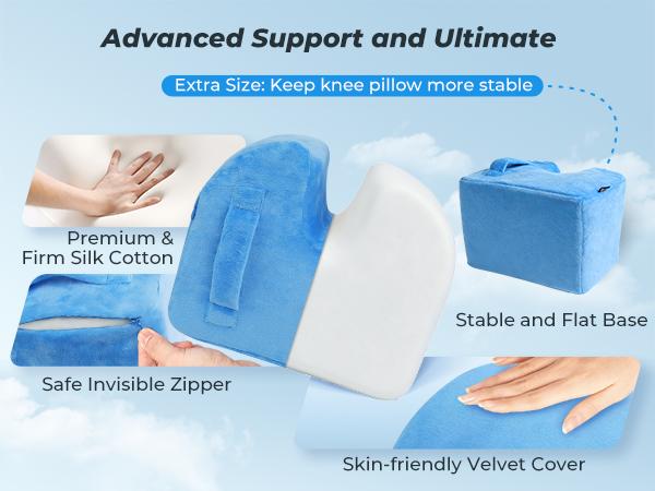 Leg Elevation Pillow for After Surgery, Wedge Knee Pillow for Post Knee Replacement, ACL & Hip Support, Memory Foam Support Cushion, Blue
