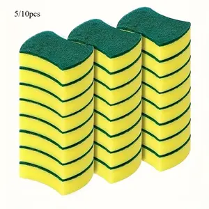 5/10pcs, Cleaning Sponge, Scouring Pad, Square Dish Cloths, Dish Towel, Cleaning Cloth For Sink Or Kitchen Stove, Antibacterial Washable Cleaning Brush, Kitchen Cleaning Gadget, Kitchen Cleaning Supplies