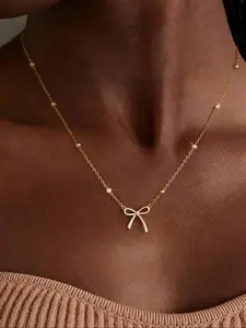 Bow Necklace for Women, Elegant Ethnic Pattern, 18k Gold Plated, All Seasons, Perfect Gift for Parties and Festivals