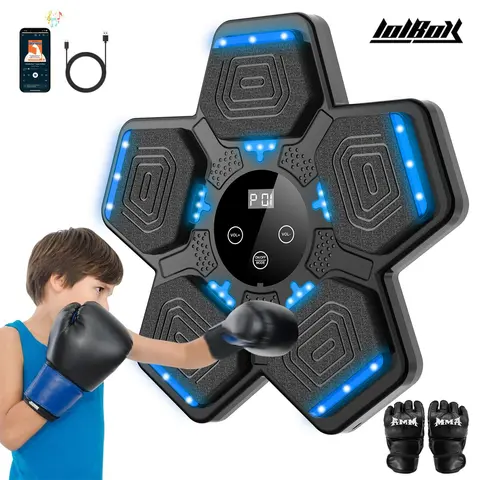 LOLBOX 2026 Upgraded Bluetooth Music Training Boxing Pad - 37cm Bracket-Mounted Smart Hitting Pad, Adjustable-Speed Martial Arts Trainer, Gloves Included, Unisex Home/Office Exercise Equipment for Adults & 6+ Boys