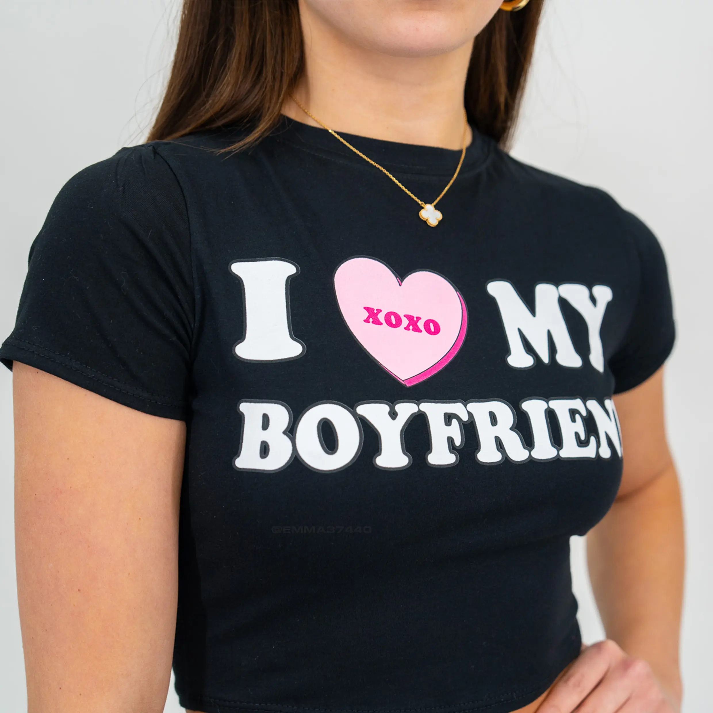 I Love My Boyfriend Crop Top Baby Tee I Love My Boyfriend Crop Top Baby Tee